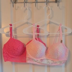 PINK Victoria's Secret Floral Lace Bras in Pink and Light Pink